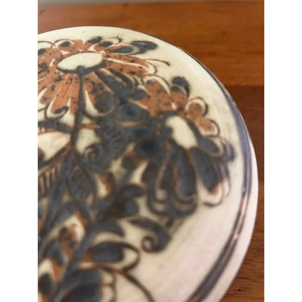 Handmade Terra Cotta Lidded Casserole Dish, Hand Painted Floral Lid